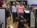 Students at a TI session test their Boe-Bots in the maze.