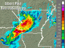 By the early morning hours of June 11, rain was widespread from Texarkana (Miller County) to Little Rock (Pulaski County). One to three inch amounts were common, with some localities reporting more than four inches. [Map courtesy of the National Weather Service, Little Rock]