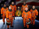 The STS-129 crew: (front row) Commander Charlie Hobaugh (left) and Pilot Barry Wilmore. On the back row (from left) are astronauts Leland Melvin, Mike Foreman, Robert Satcher and Randy Bresnik, all mission specialists. [Image courtesy of NASA]